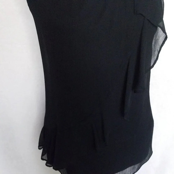 Banana Republic Cascades Ruffle Top Women XS Spaghetti Straps in Black Chiffon - Picture 8 of 12